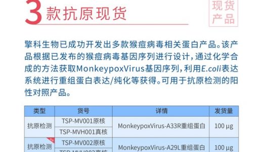 助力猴痘研究，擎科生物推出病毒重组抗原试剂